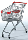 La vente au détail rouge en métal de chariot à achats de fil d'épicerie transporte en charrette le logo imprimé par 70L