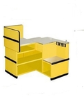 Tableau exprès de caisse enregistreuse de caisse de sortie en métal jaune de supermarché avec des crochets