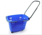 Paniers à provisions en plastique avec des poignées, chariot de achat à roues au supermarché 4