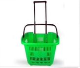 Panier en plastique commercial sur des roues avec la poignée, les paniers de supermarché et les chariots