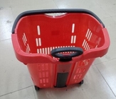 Panier en plastique vert de roulement d'achats de main/chariot durable de panier de supermarché