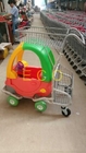 Chariot à achats de supermarché d'enfants de bande dessinée avec la voiture et le bébé Seat de jouet