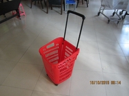 Chariot en plastique rouge de panier de roulement pour le supermarché/panier à provisions végétal