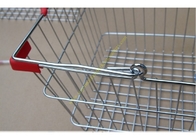 Paniers à provisions tenus dans la main plaqués par Chrome en acier de fil en métal de supermarché avec de doubles poignées
