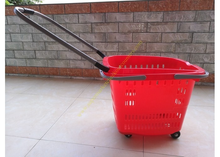 Panier à provisions en plastique empilable avec des roues pour le GV d'épicerie/supermarché