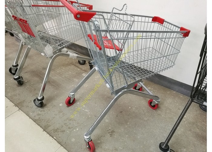 Les chariots à roues démontables fil d'acier de caddie de supermarché/avec le PVC roule